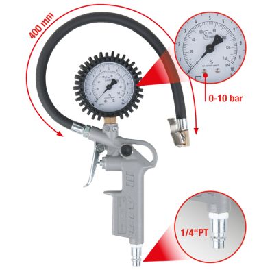 Compressed Air Tyre Gauge/-Filler - 515.1960 KS TOOLS