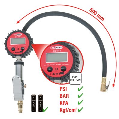 Compressed Air Tyre Gauge/-Filler - 515.1970 KS TOOLS