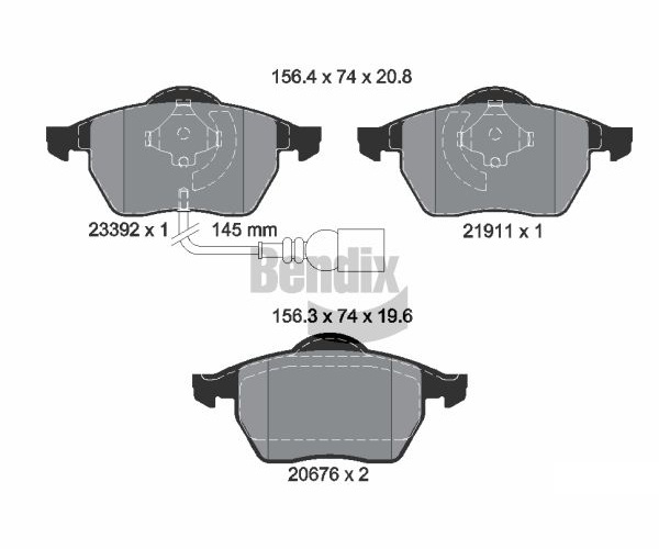 Brake Pad Set, disc brake - BPD1236 BENDIX Braking