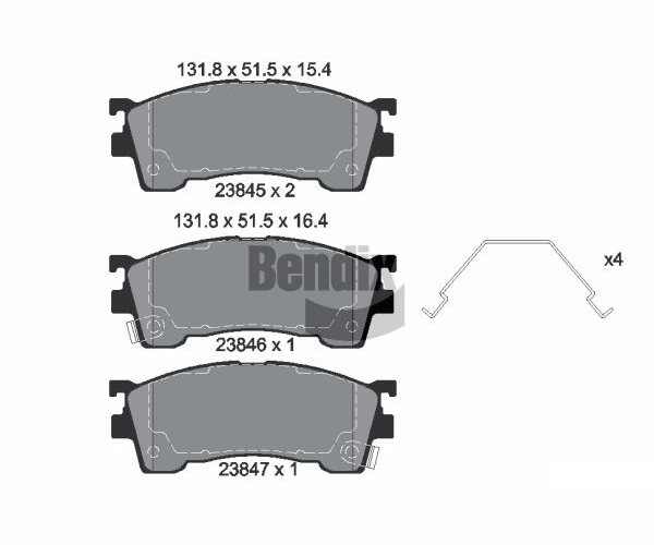 Kit pastiglie freno, Freno a disco - BPD2055 BENDIX Braking