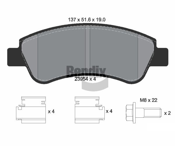 Bremsbelagsatz, Scheibenbremse - BPD1002 BENDIX Braking