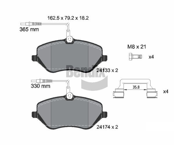 Brake Pad Set, disc brake - BPD1471 BENDIX Braking