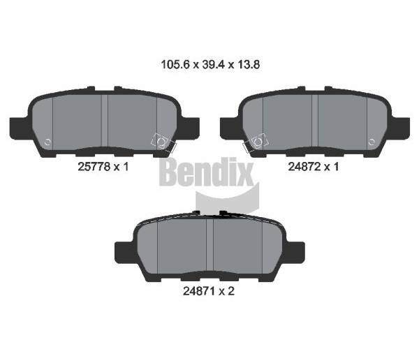 Brake Pad Set, disc brake - BPD1269 BENDIX Braking