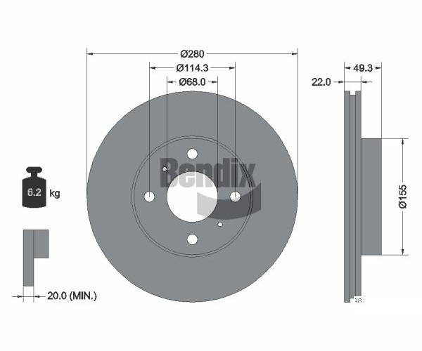 Discofreno - BDS1719 BENDIX Braking