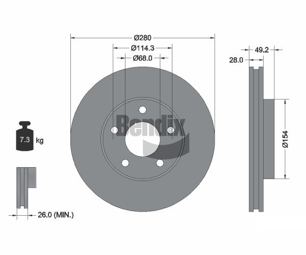 Discofreno - BDS1237 BENDIX Braking