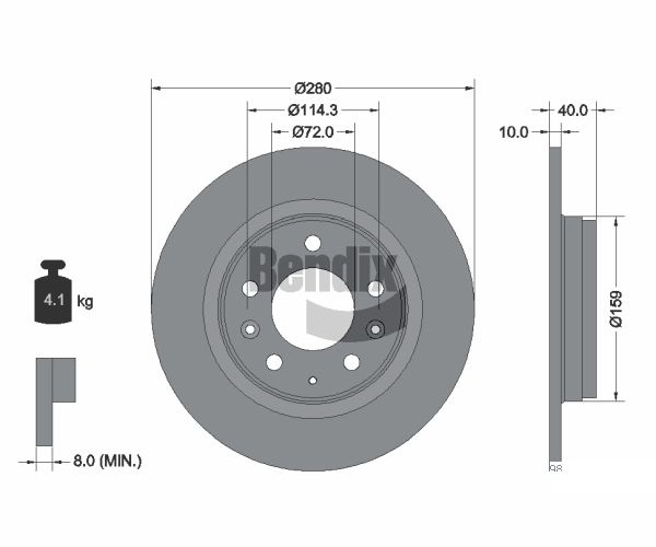 Brake Disc - BDS1164 BENDIX Braking