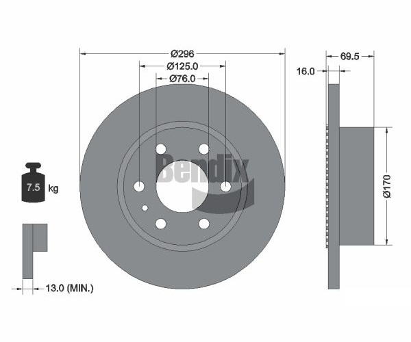 Brake Disc - BDS1393 BENDIX Braking