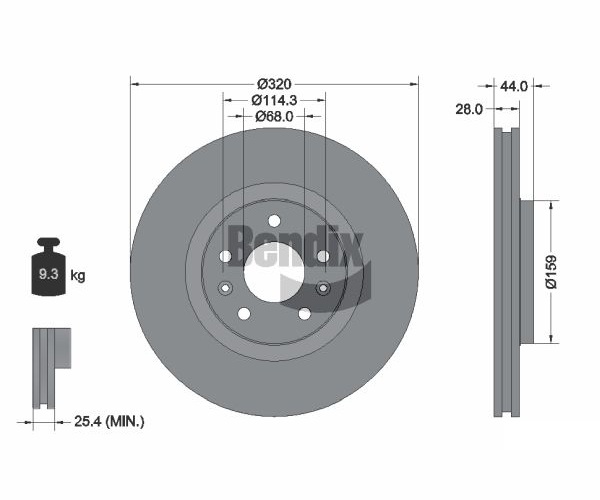 Brake Disc - BDS1186 BENDIX Braking