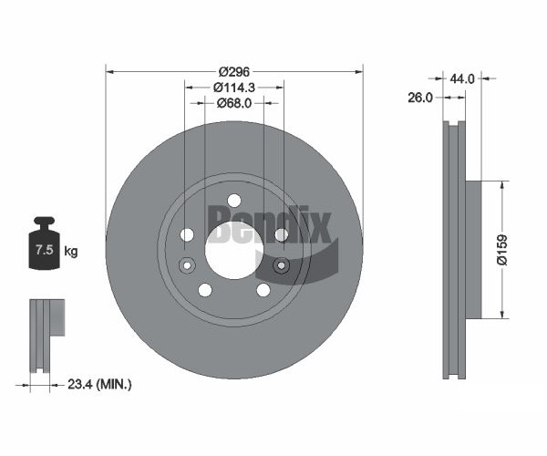 Brake Disc - BDS1538 BENDIX Braking