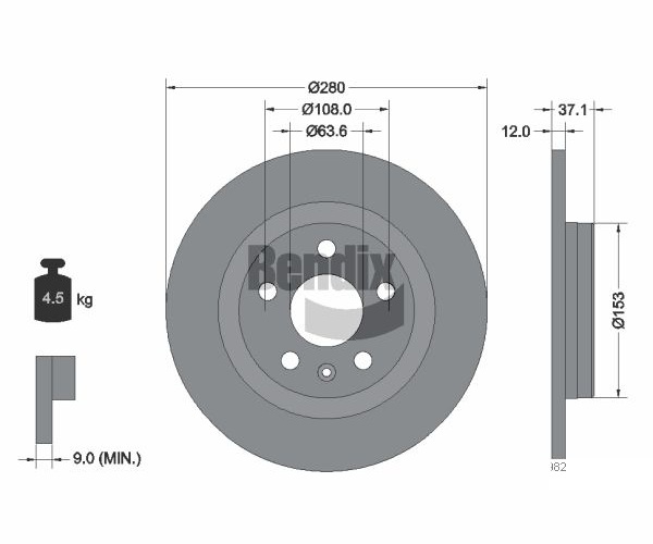 Bremsscheibe - BDS2154 BENDIX Braking