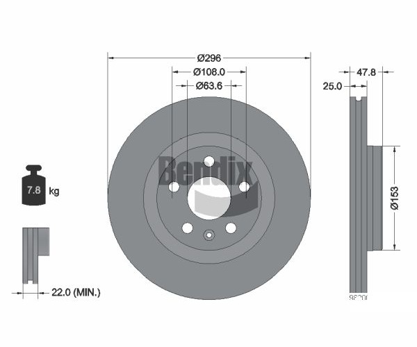 Bremsscheibe - BDS2213HC BENDIX Braking