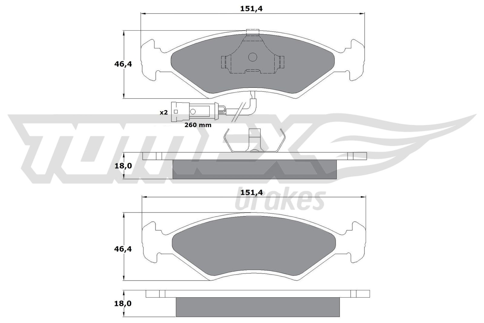 Brake Pad Set, disc brake - TX 10-282 TOMEX Brakes