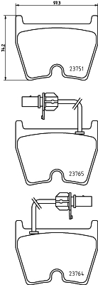 Комплект тормозных колодок, дисковый тормоз - 8DB 355 009-191 HELLA PAGID