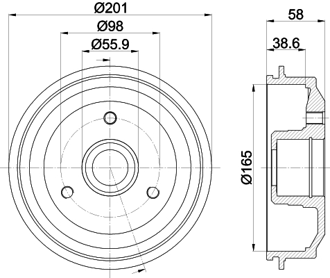 Brake Drum - 8DT 355 300-051 HELLA PAGID