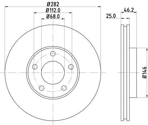 Brake Disc - 8DD 355 105-551 HELLA PAGID