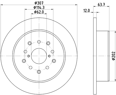 Brake Disc - 8DD 355 114-931 HELLA PAGID