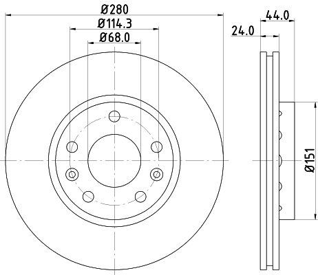 Brake Disc - 8DD 355 116-151 HELLA PAGID
