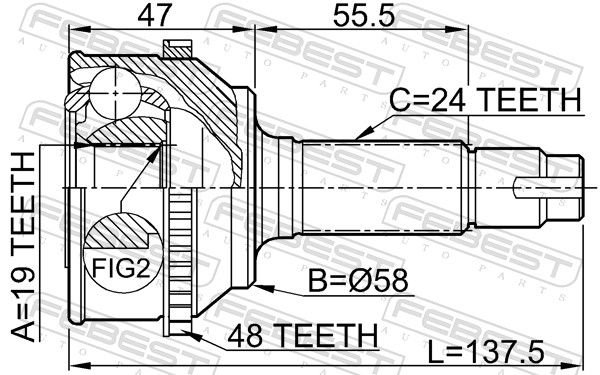 Joint Kit, drive shaft - 0110-073A48 FEBEST