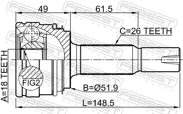 Joint Kit, drive shaft - 0110-ACA33R FEBEST