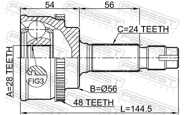 Joint Kit, drive shaft - 0110-NLP10A48 FEBEST