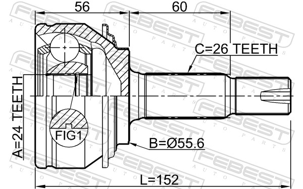 Joint Kit, drive shaft - 0110-NSP90 FEBEST