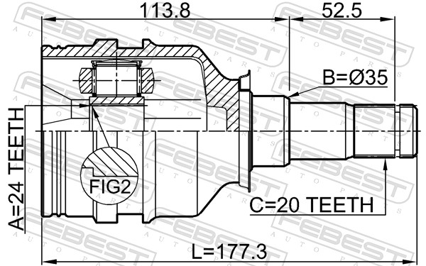 Joint Kit, drive shaft - 0111-220LH FEBEST