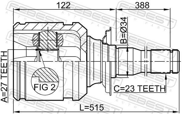 Joint Kit, drive shaft - 0111-ACA20RH FEBEST