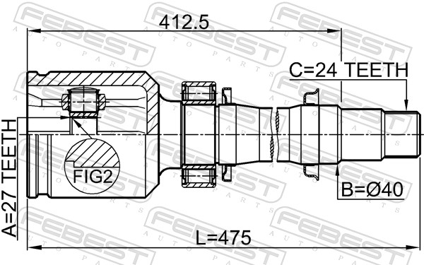 Joint Kit, drive shaft - 0111-ACA38RH FEBEST