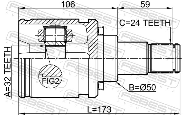 Joint Kit, drive shaft - 0111-CDT220LH FEBEST