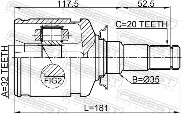 Joint Kit, drive shaft - 0111-CT220LH FEBEST