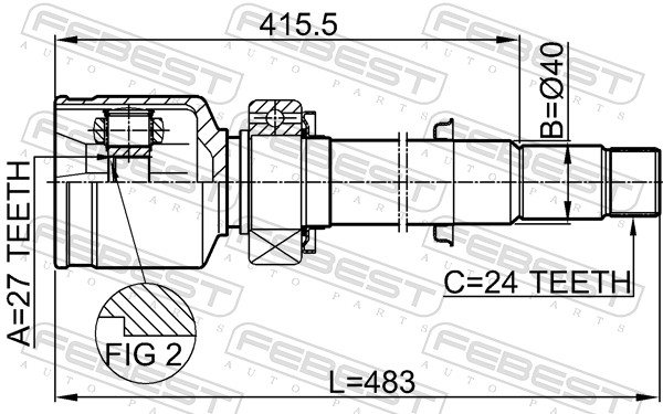 Joint Kit, drive shaft - 0111-GSV40RH FEBEST