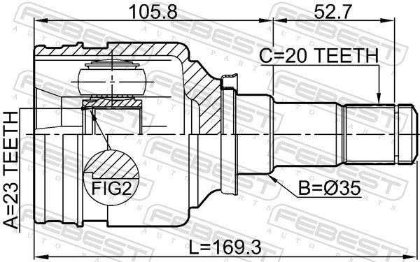 Joint Kit, drive shaft - 0111-NHW20RH FEBEST
