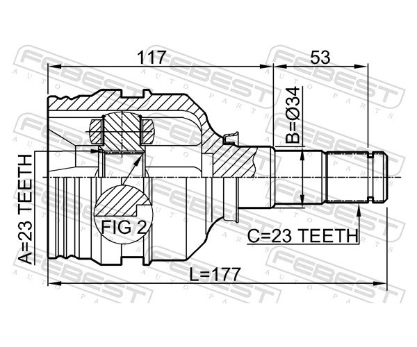 Joint Kit, drive shaft - 0111-ZZE120 FEBEST