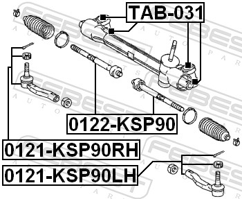 skersinės vairo trauklės galas - 0121-KSP90LH FEBEST