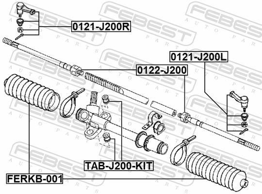 Inner Tie Rod - 0122-J200 FEBEST