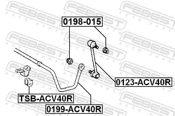 Rod/Strut, stabiliser - 0123-ACV40R FEBEST