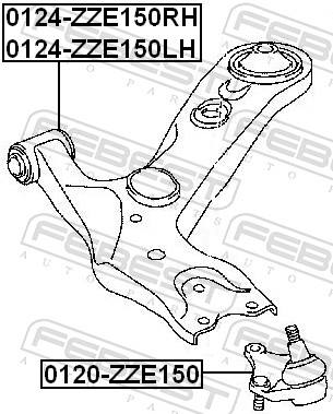 Track Control Arm - 0124-ZZE150RH FEBEST