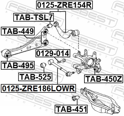 Track Control Arm - 0125-ZRE154R FEBEST