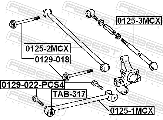 Болт регулировки развала колёс - 0129-022-PCS4 FEBEST