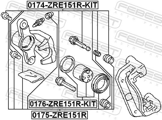 Guide Bolt, brake caliper - 0174-ZRE151R-KIT FEBEST