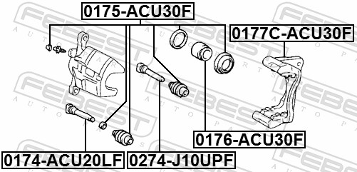 Piston, brake caliper - 0176-ACU30F FEBEST