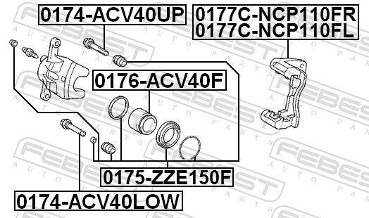 Pistone, Pinza freno - 0176-ACV40F FEBEST