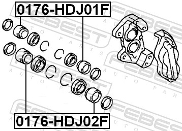 Piston, brake caliper - 0176-HDJ02F FEBEST