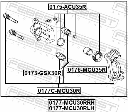 Piston, brake caliper - 0176-MCU35R FEBEST