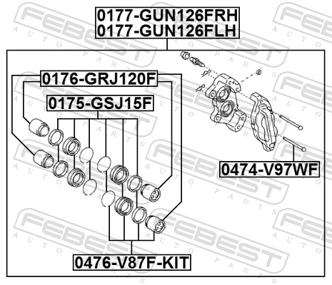 Brake Caliper - 0177-GUN126FRH FEBEST