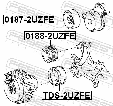 Tensioner Pulley, V-ribbed belt - 0187-2UZFE FEBEST