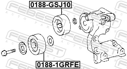 Deflection/Guide Pulley, V-ribbed belt - 0188-1GRFE FEBEST
