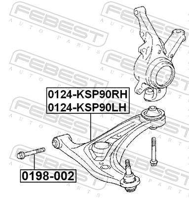 Perno fissaggio, Braccio oscillante - 0198-002 FEBEST