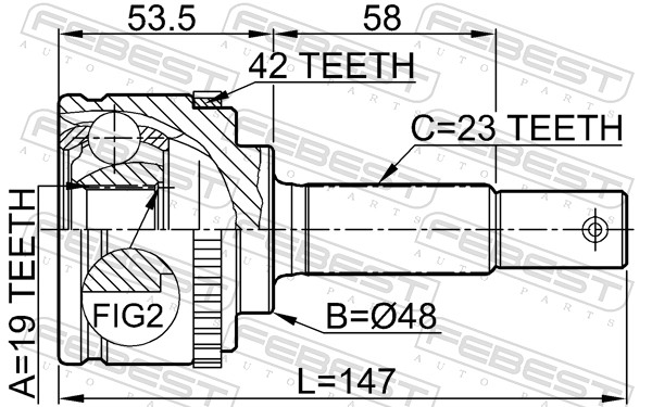 Kit giunti, Semiasse - 0210-043A42 FEBEST