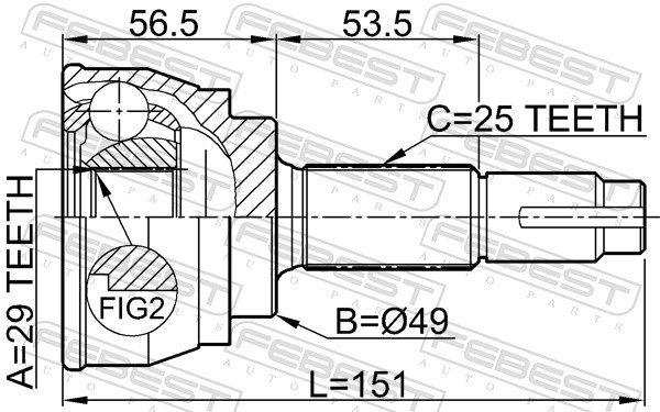 Joint Kit, drive shaft - 0210-084 FEBEST